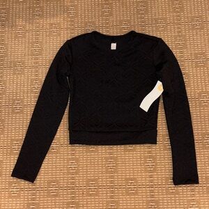 Seea Palomar Textured Crop Rashguard in Black SZ S NWT Small